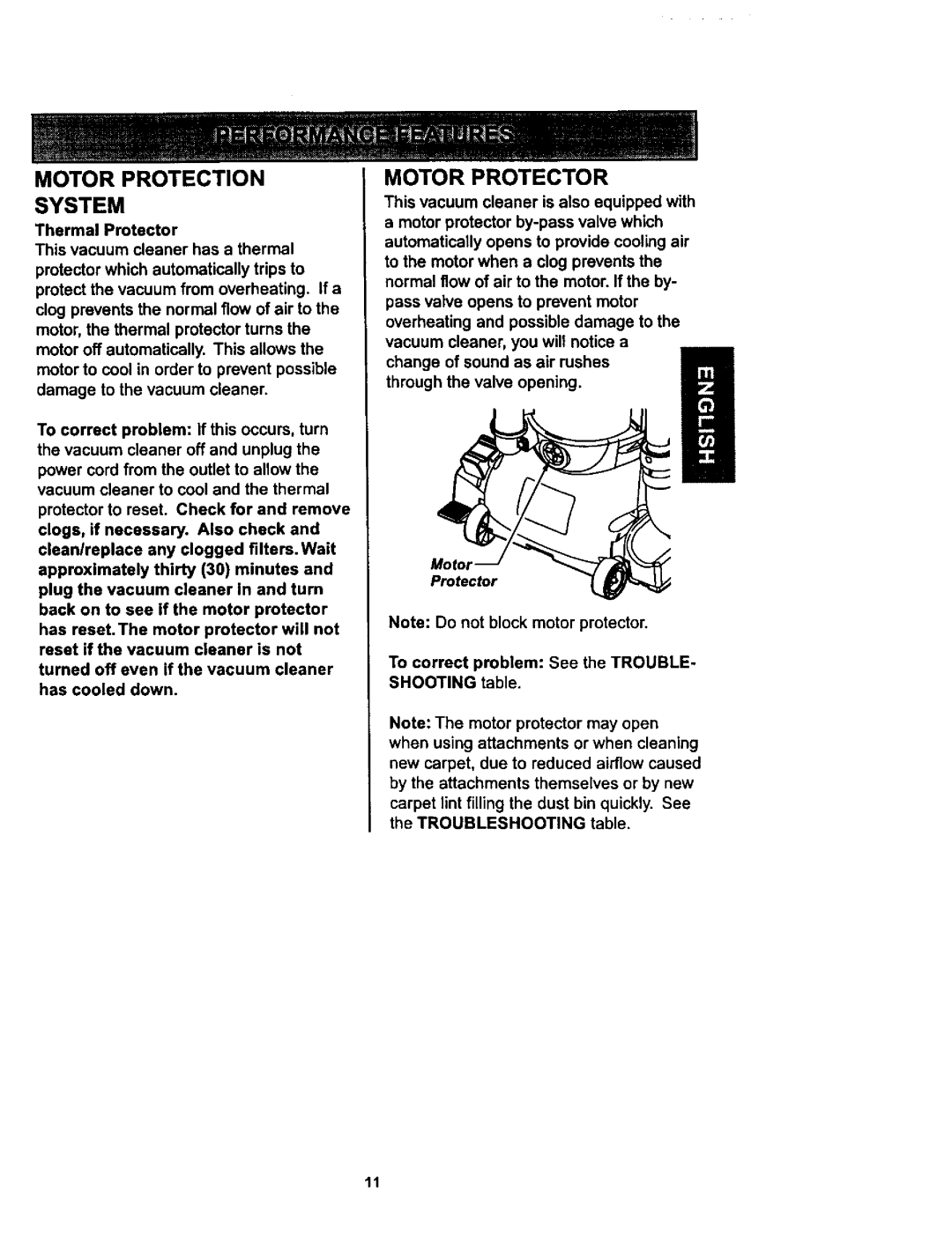 Kenmore 116.34729, 116.34728 owner manual Motor Protection System, Motor Protector 