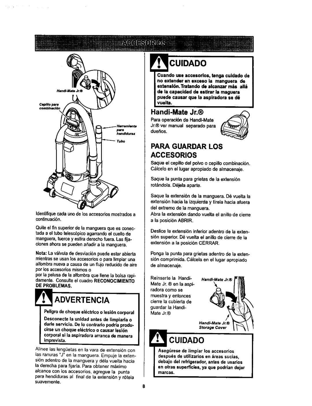 Kenmore 116.34728 Accesorios, Para Guardar LOS, IdenUfiquecadaunode losaccesoriosmostradosa continuation, DE Problemas 