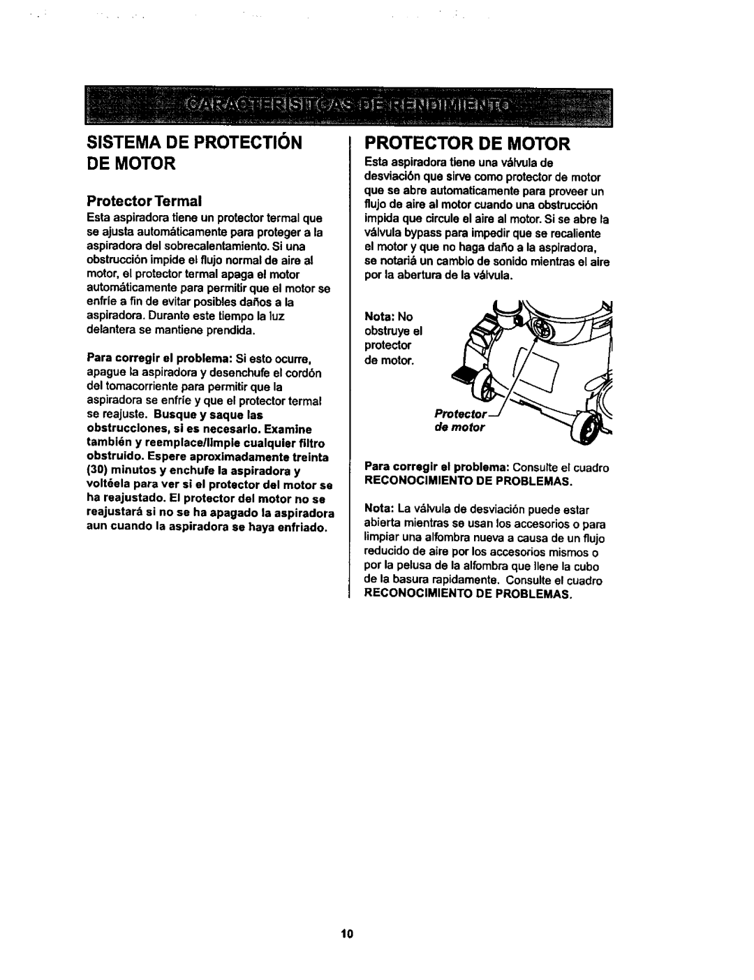 Kenmore 116.34728, 116.34729 Sistema DE PROTECTI6N DE Motor, Protector DE Motor, De motor, Reconocimiento DE Problemas 