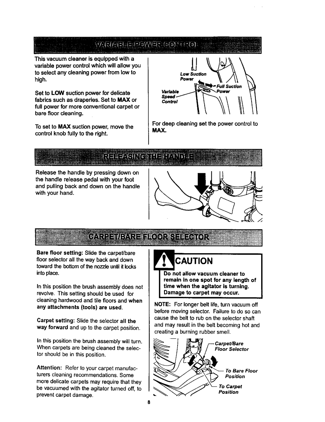 Kenmore 116.34728, 116.34729 owner manual For deep cleaning set the power control to, Max 