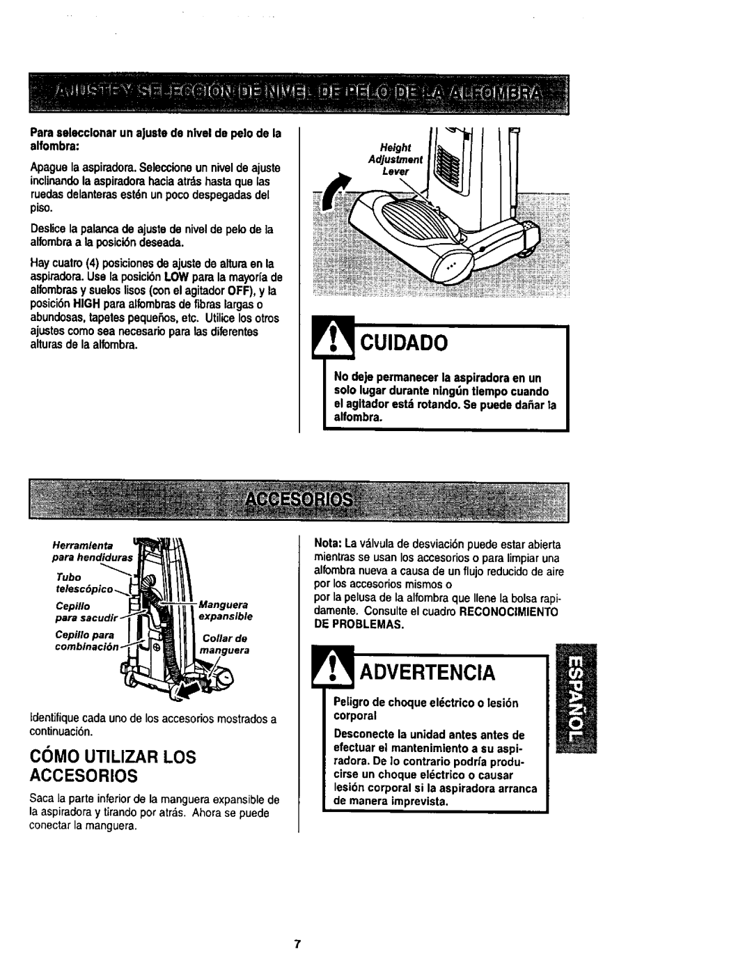 Kenmore 116.34924 Cuidado, Como Utilizar LOS Accesorios, Tubo telesc, La aspiradoray tirandopot atr&s.Ahora se puede 