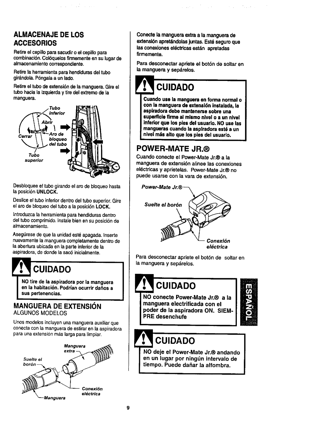 Kenmore 116.34924, 116.34925 Cuidadoi, Almacenaje DE LOS Accesorios, Abr, Introduzca la herramientapare hendidurasdentin 