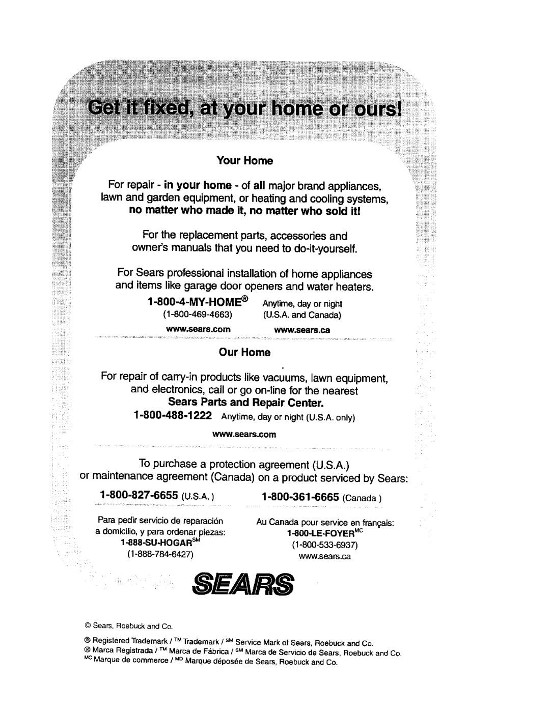 Kenmore 116.35623, 116.35622 owner manual Your Home, For Sears professional installation of home appliances, LE-FOYER ic 