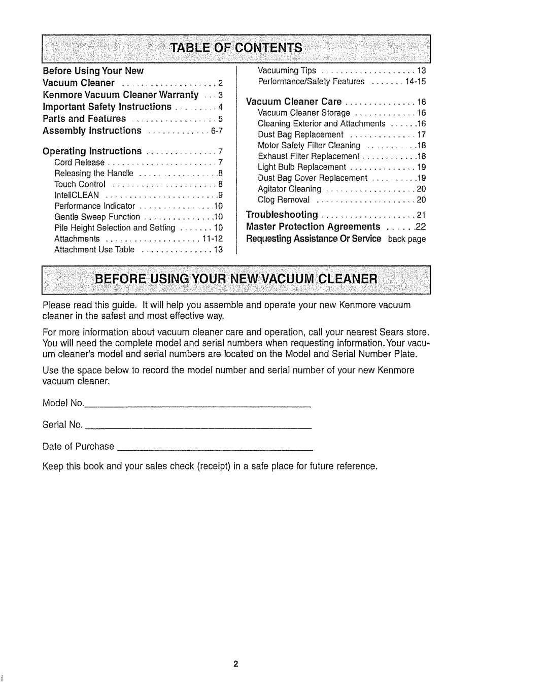 Kenmore 116.35922, 116.35923 owner manual Li!iiiiiiii!!ii, Before Using Your 