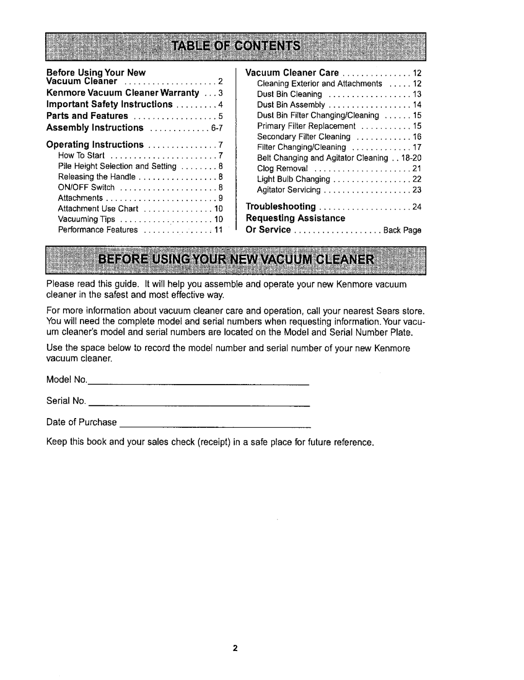 Kenmore 116.36722 owner manual Back 