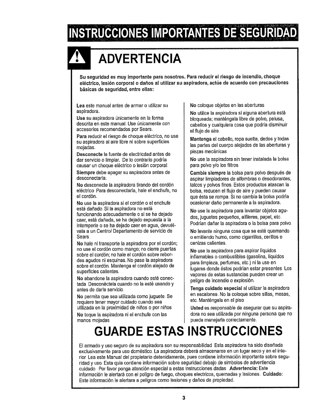 Kenmore 116.38412 owner manual Advertencia 