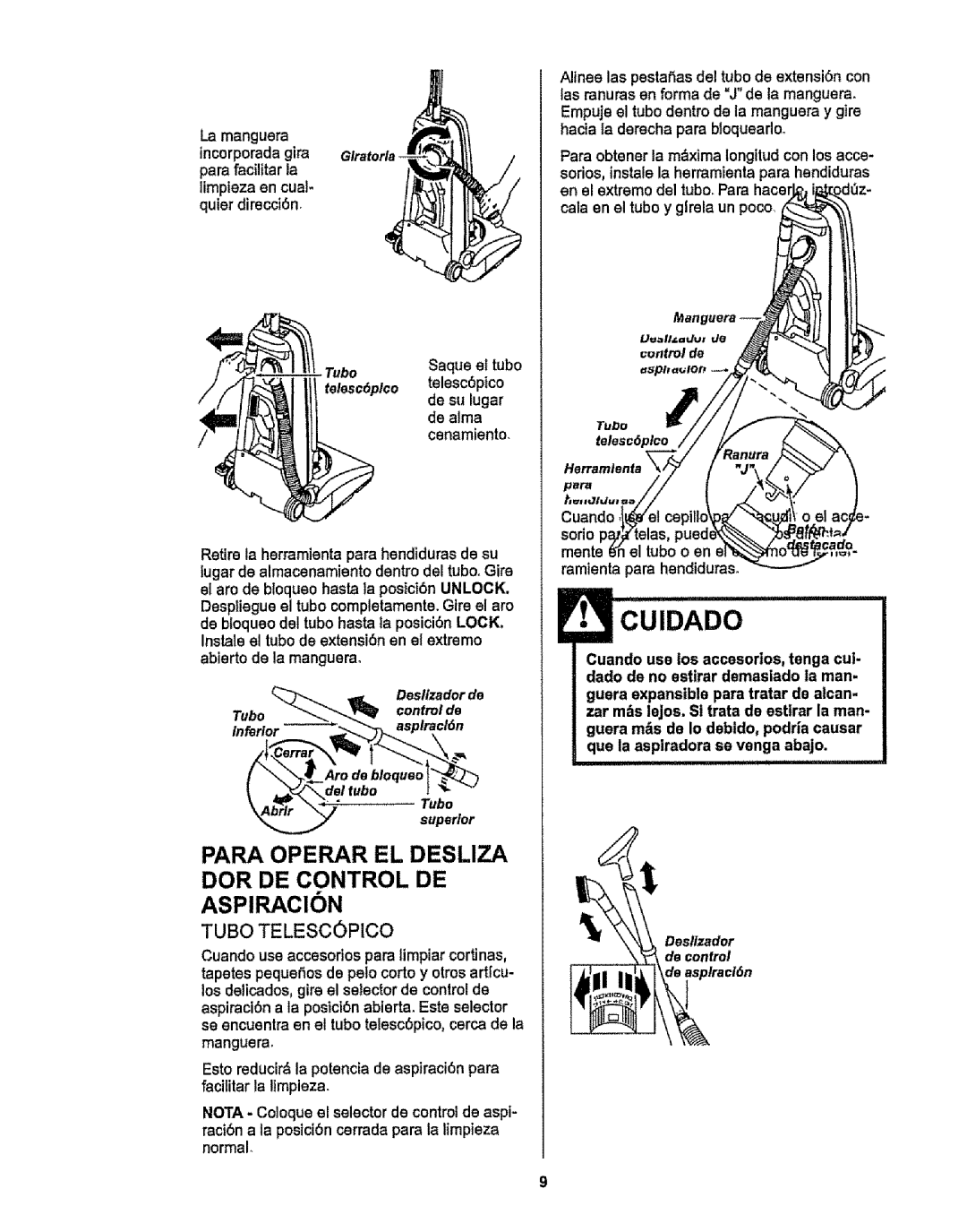 Kenmore 116.38412 Para Operar EL Desliza DOR DE Control DE, Telesc6plco, Deslfzadorde Tubo -..controlde, Superior 