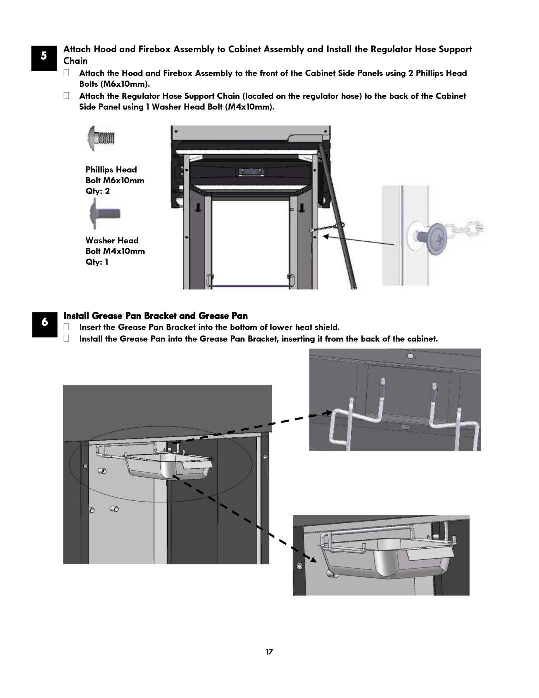 Kenmore 119.1614521 manual Chain, Install Grease Pan Bracket and Grease Pan 