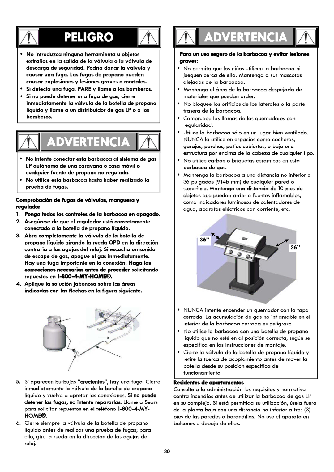 Kenmore 119.1614521 manual Para un uso seguro de la barbacoa y evitar lesiones graves, Residentes de apartamentos 