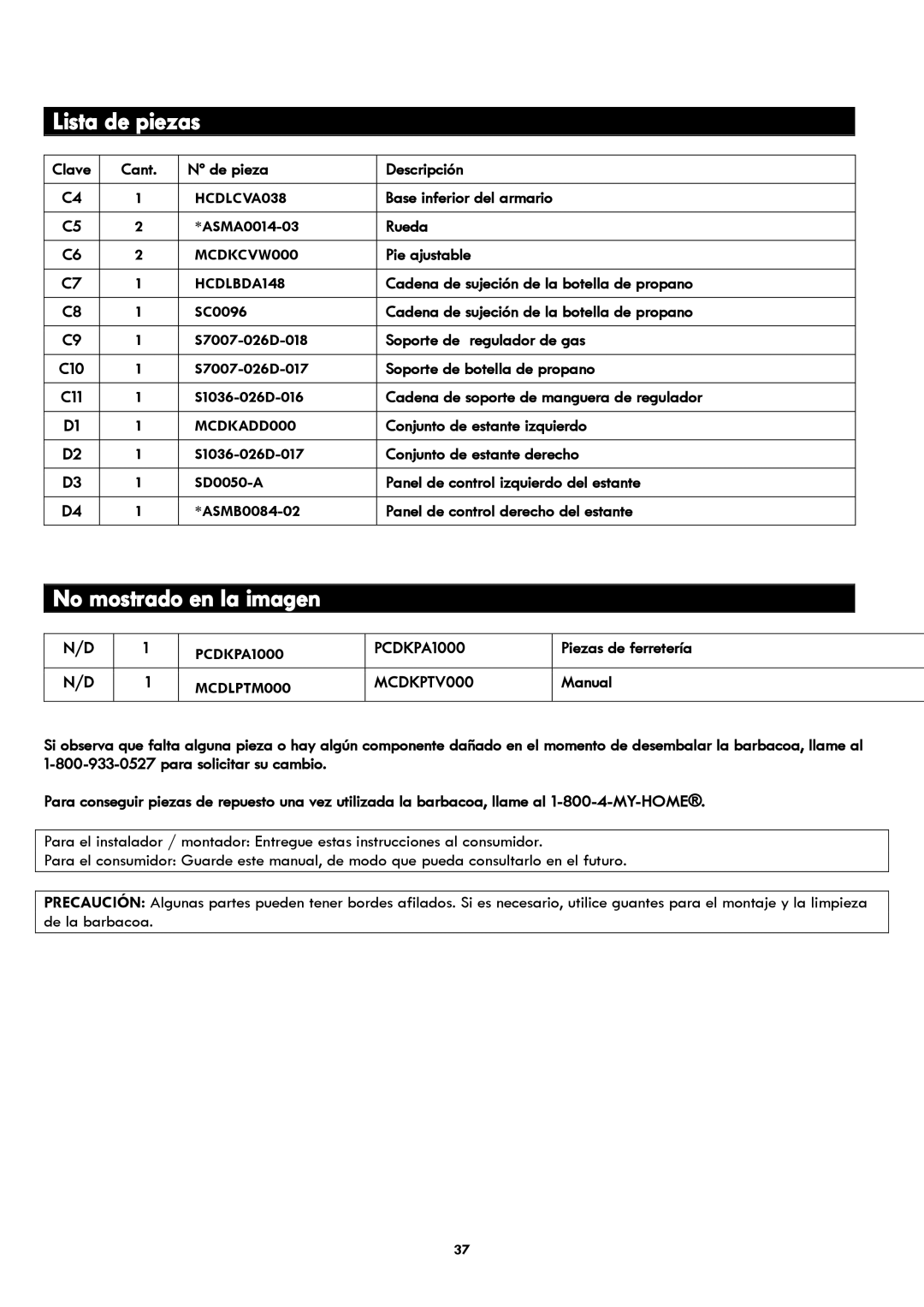 Kenmore 119.1614521 manual No mostrado en la imagen 