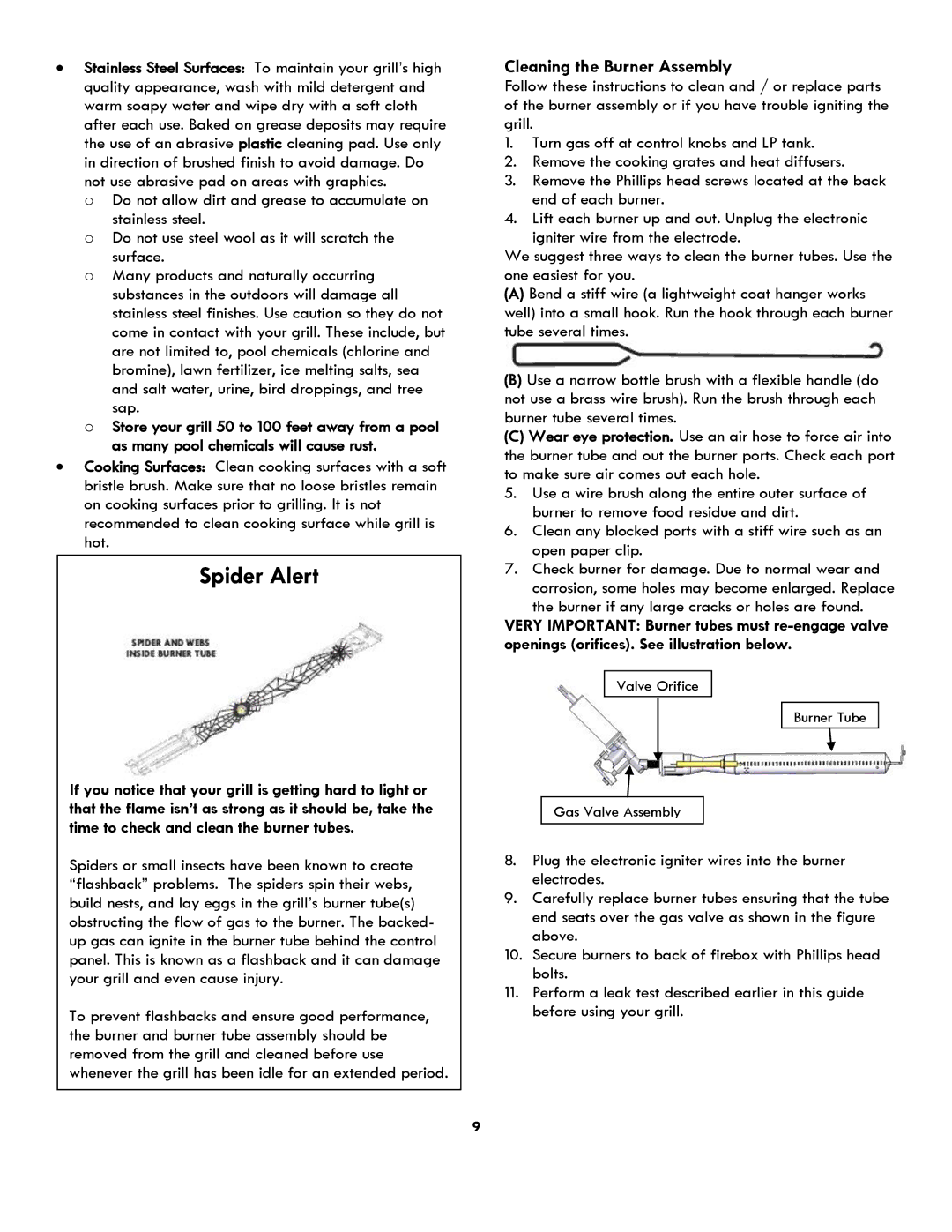 Kenmore 119.1614521 manual Spider Alert, Cleaning the Burner Assembly 