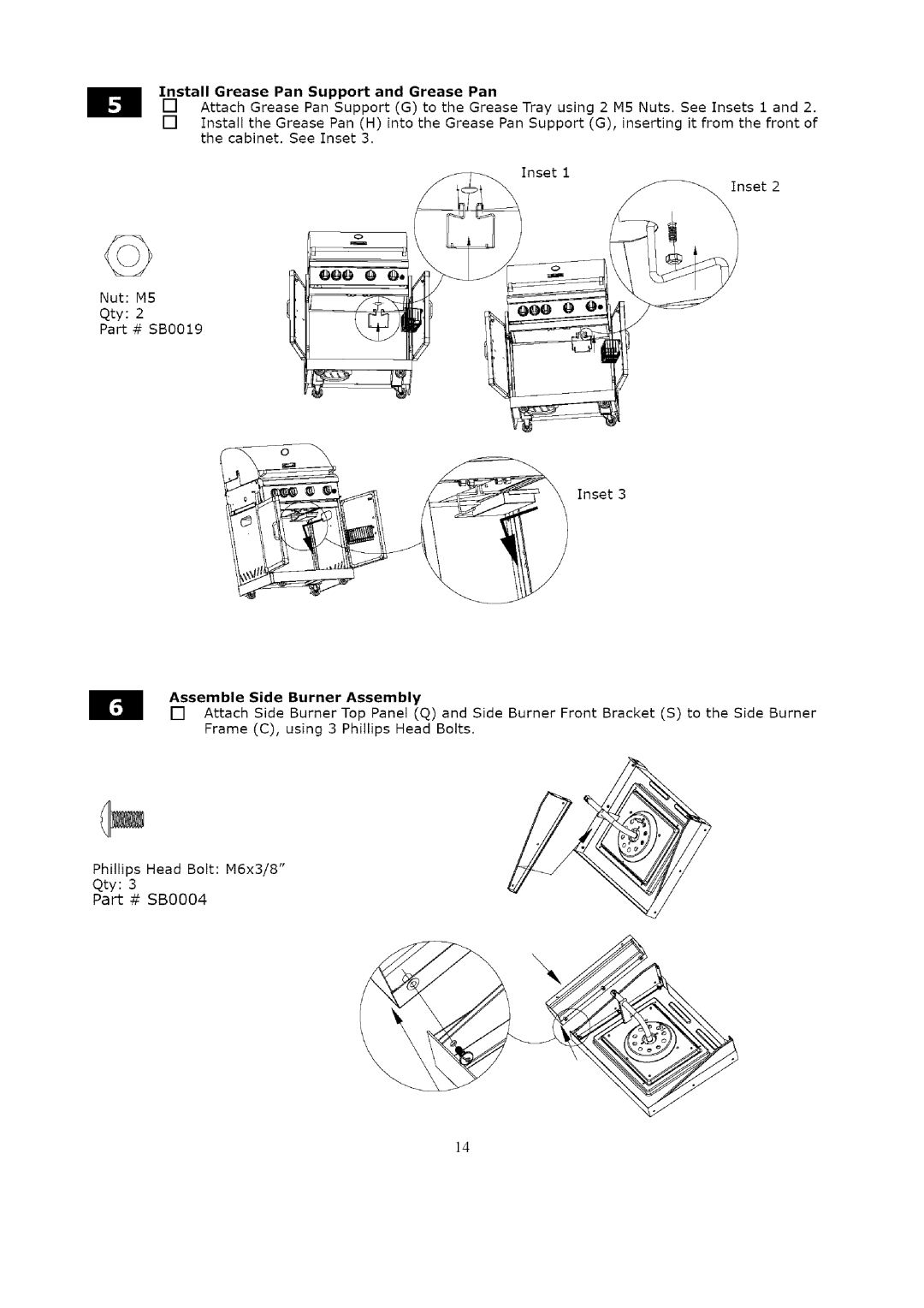 Kenmore 119.1623 manual Grease Pan Support, Assemble Side Burner Assembly 