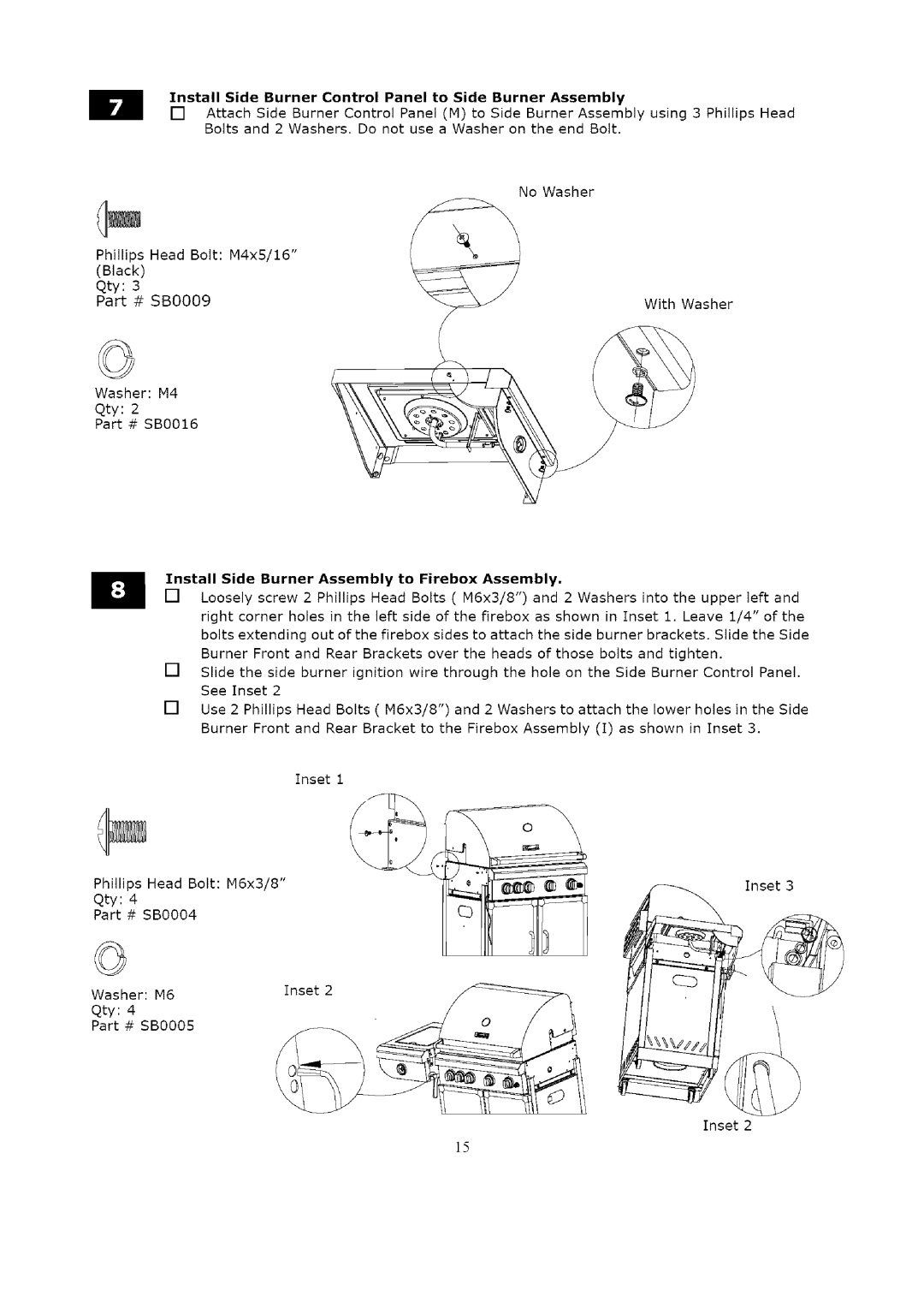 Kenmore 119.1623 manual Install Side Burner Control Panel to Side Burner Assembly 