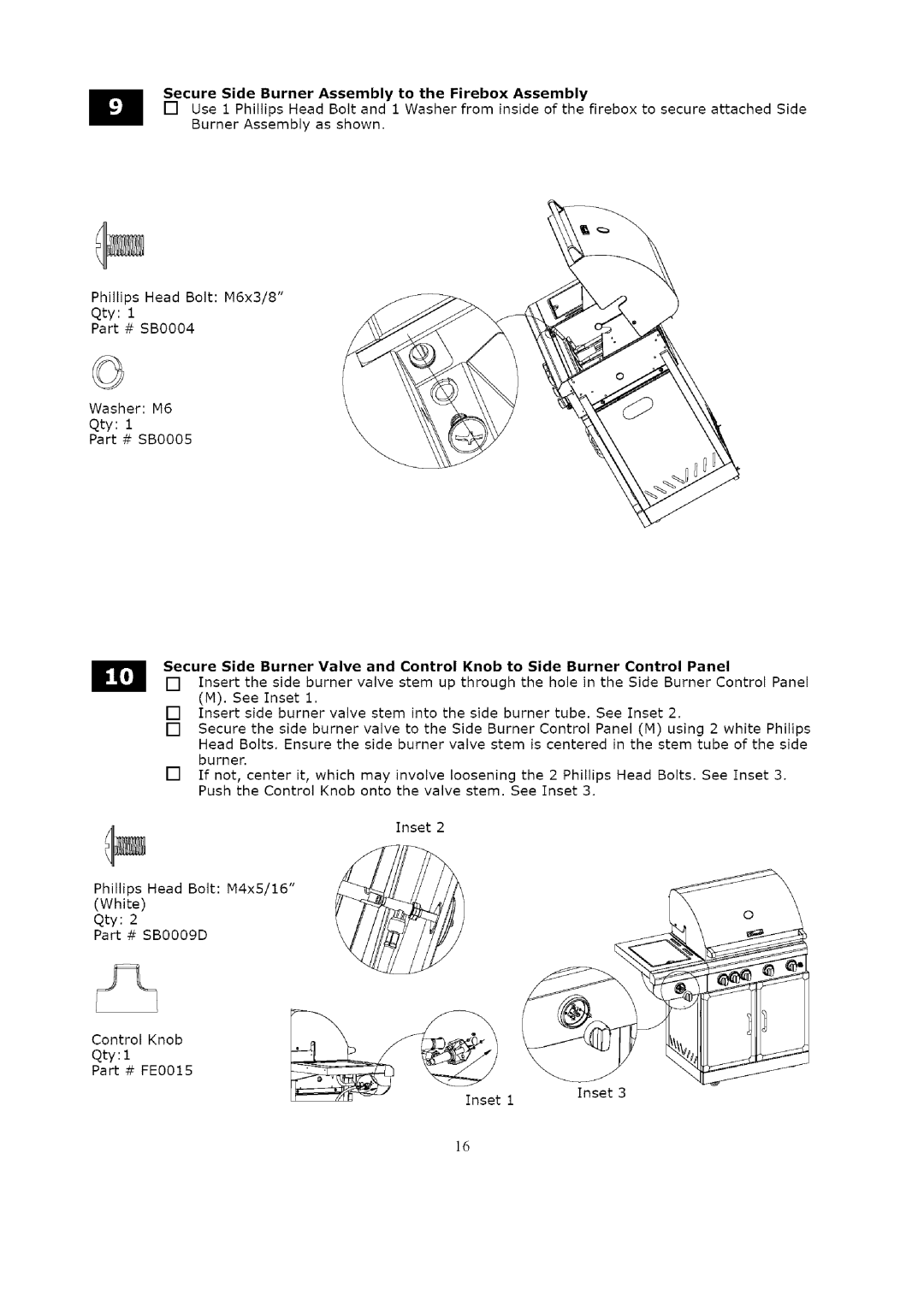 Kenmore 119.1623 manual Secure Side Burner Assembly to the Firebox Assembly 