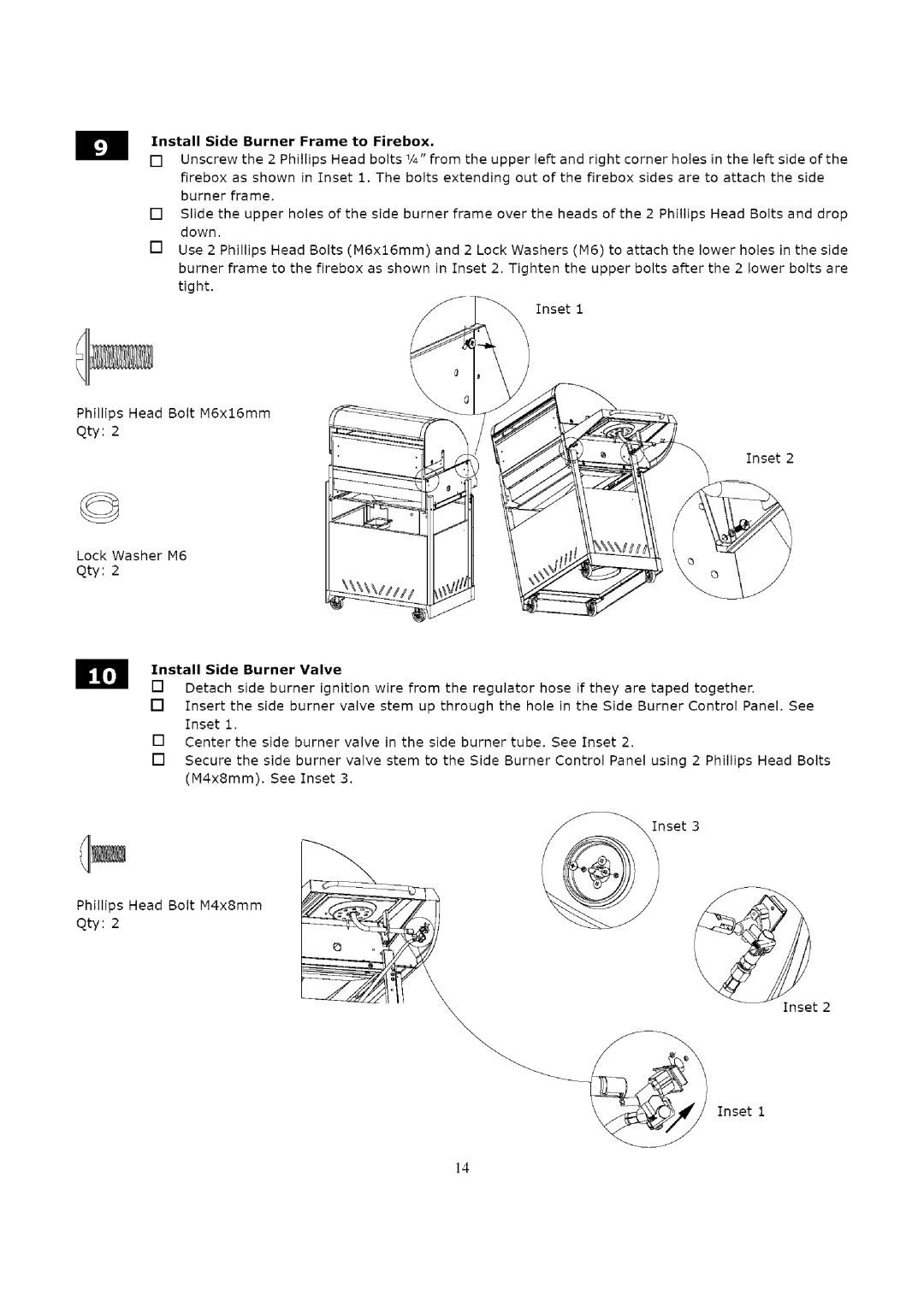 Kenmore 119.163018 manual Install Side Burner Frame to Firebox, Side Burner Valve 