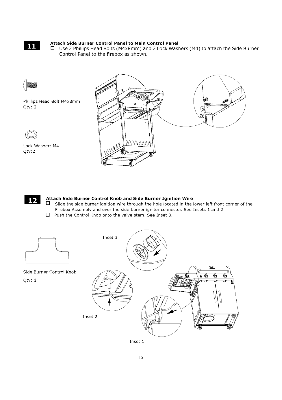 Kenmore 119.163018 manual Attach Side Burner Control Panel to Hain Control Panel, Attach Side Burner Control Knob, Wire 