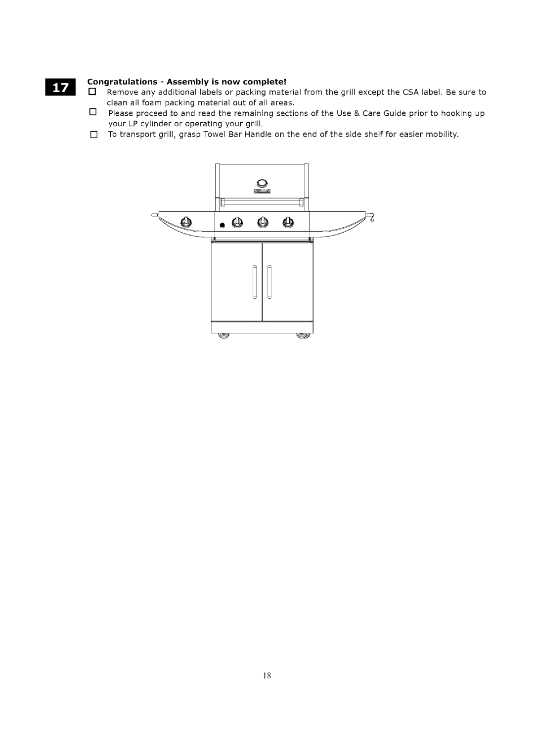 Kenmore 119.163018 manual Congratulations Assembly is now complete 