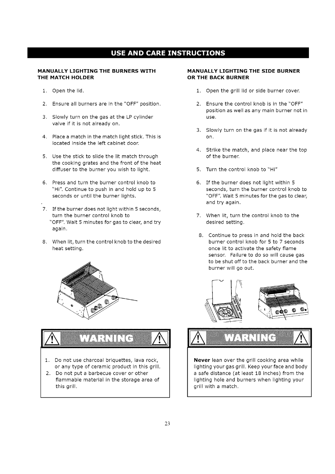 Kenmore 119.16312800 manual Manually Lighting the Burners with Match Holder 