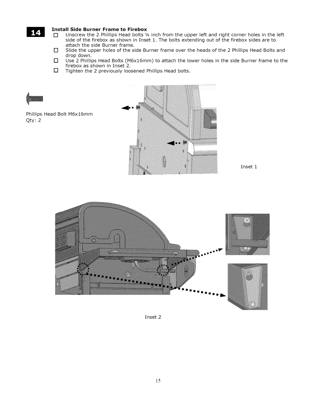 Kenmore 119.1643301 manual Install Side Burner Frame to Firebox 