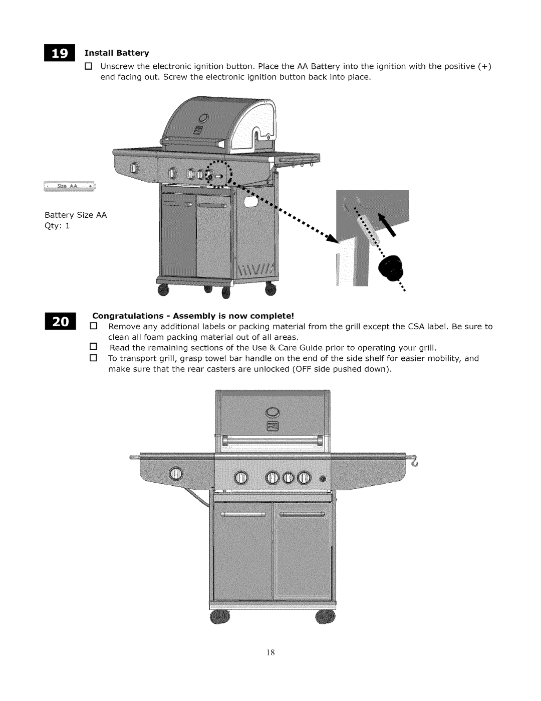 Kenmore 119.1643301 manual Install Battery, Assembly Now 