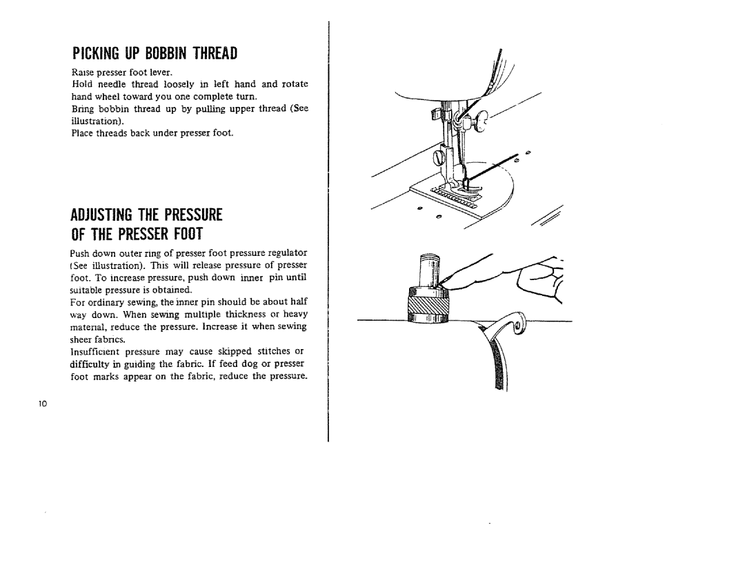 Kenmore 1300, 1206 manual Pickingupbobbinthread 