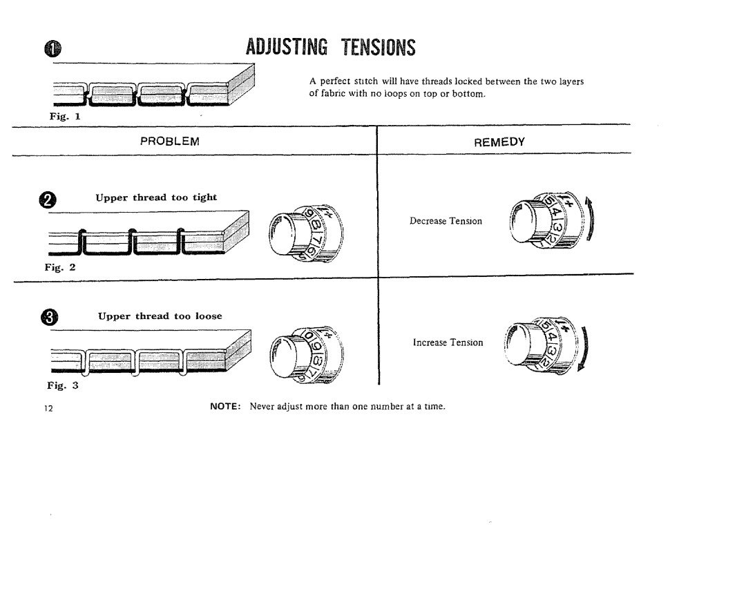 Kenmore 1300, 1206 manual Adjustingtensions 