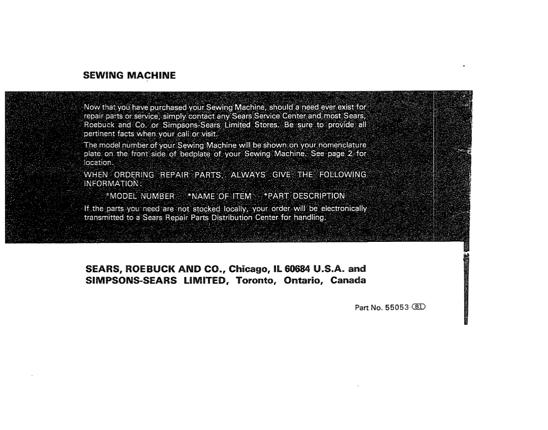 Kenmore 1300, 1206 manual Sewing Machine 