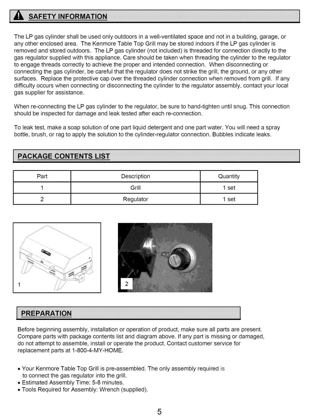 Kenmore 122.161249 owner manual Quantity 