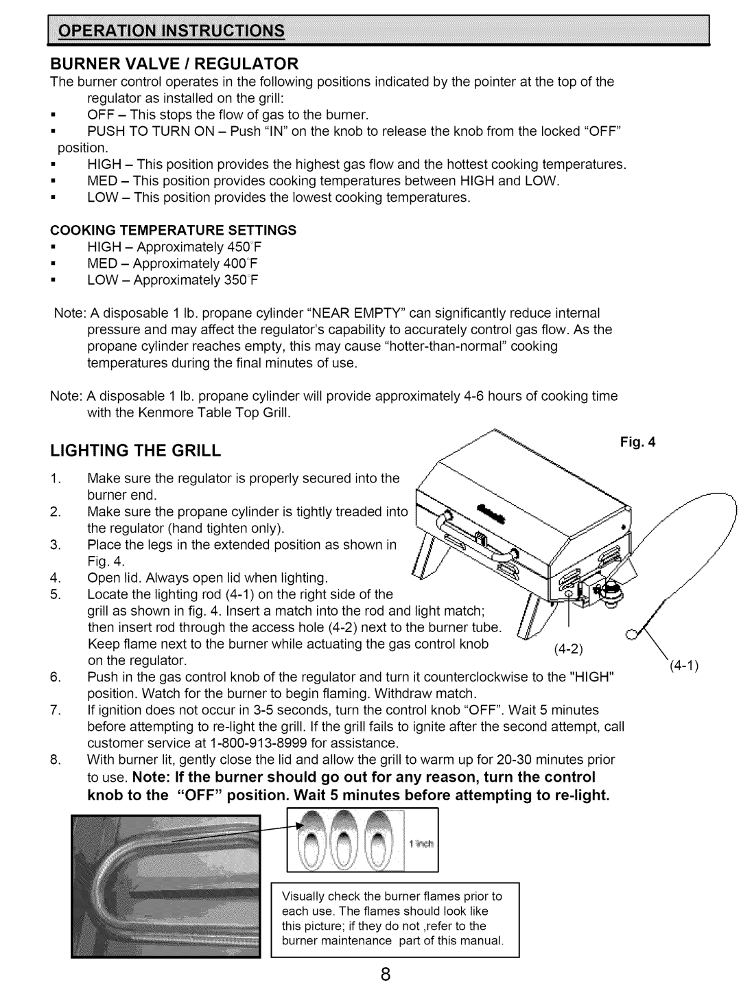 Kenmore 122.161249 owner manual Burner Valve / Regulator, Lighting Grill 