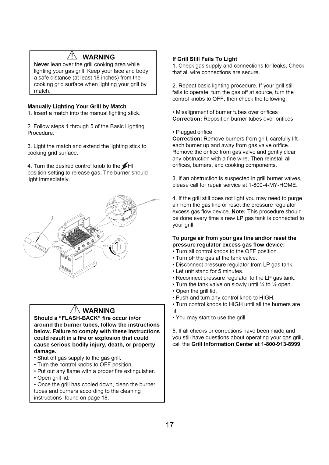 Kenmore 122.1613411 manual Manually Lighting Your Grill by Match 