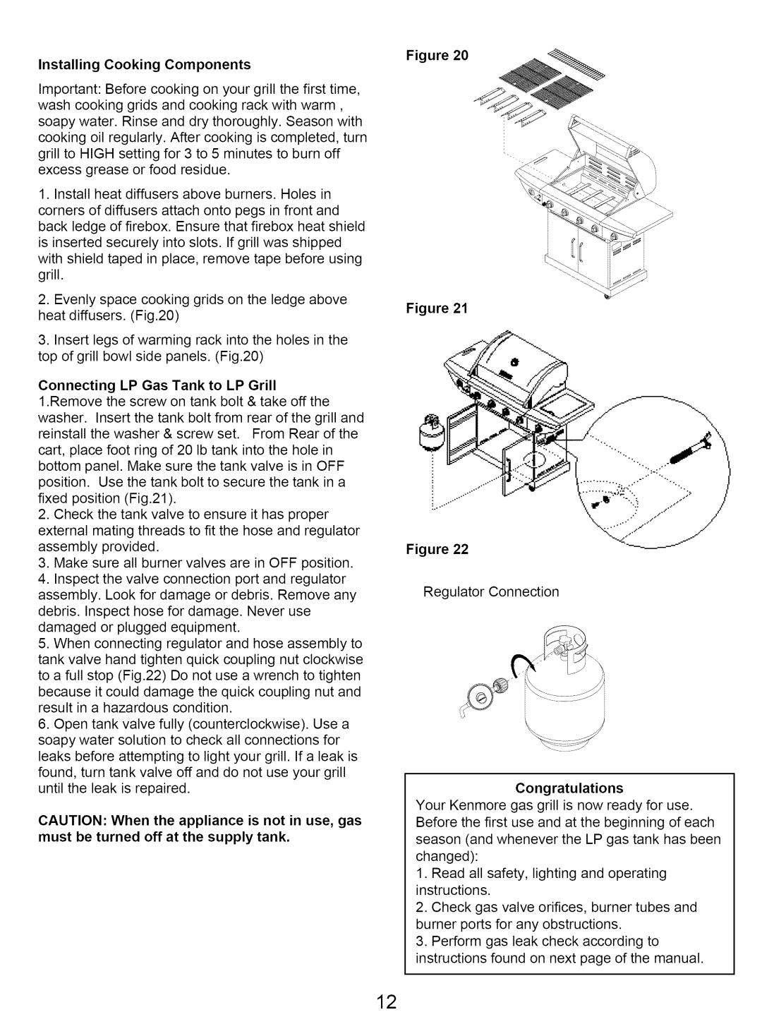 Kenmore 122.16641900 owner manual Installing Cooking Components 