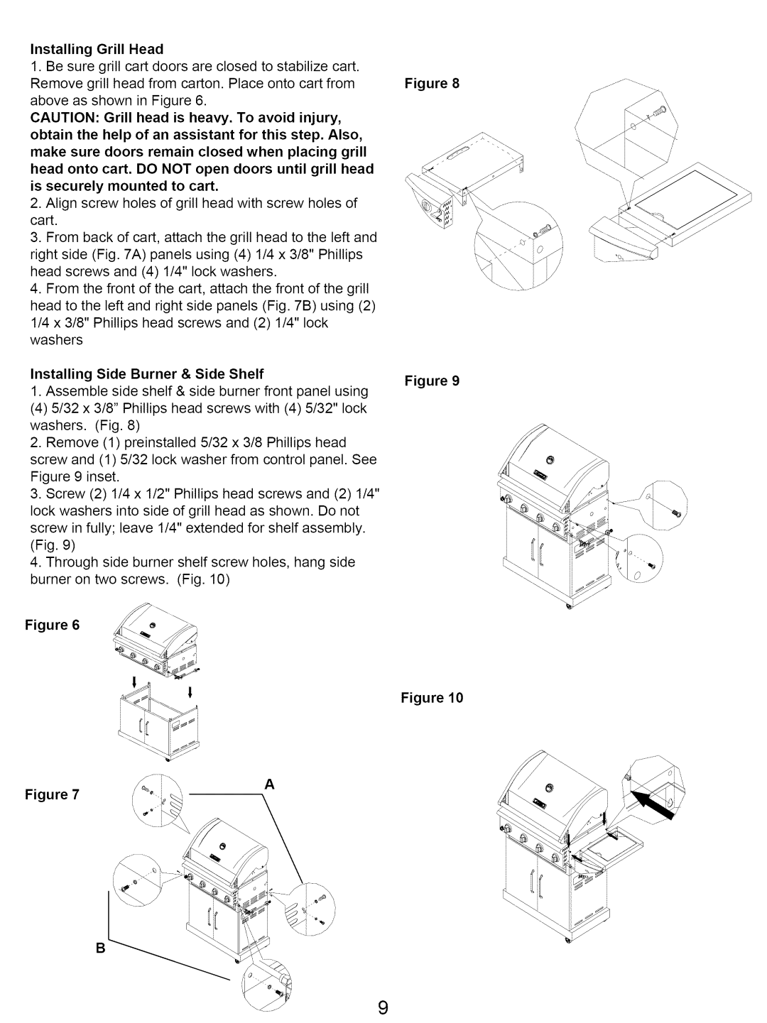 Kenmore 122.16641900 owner manual Installing Side Burner & Side Shelf 