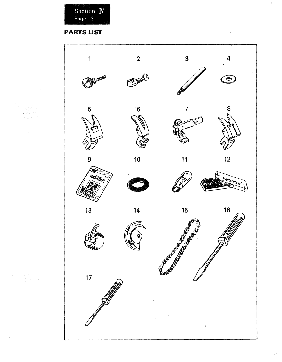 Kenmore 1230, 1240, 1250 manual 5678, Parts List 