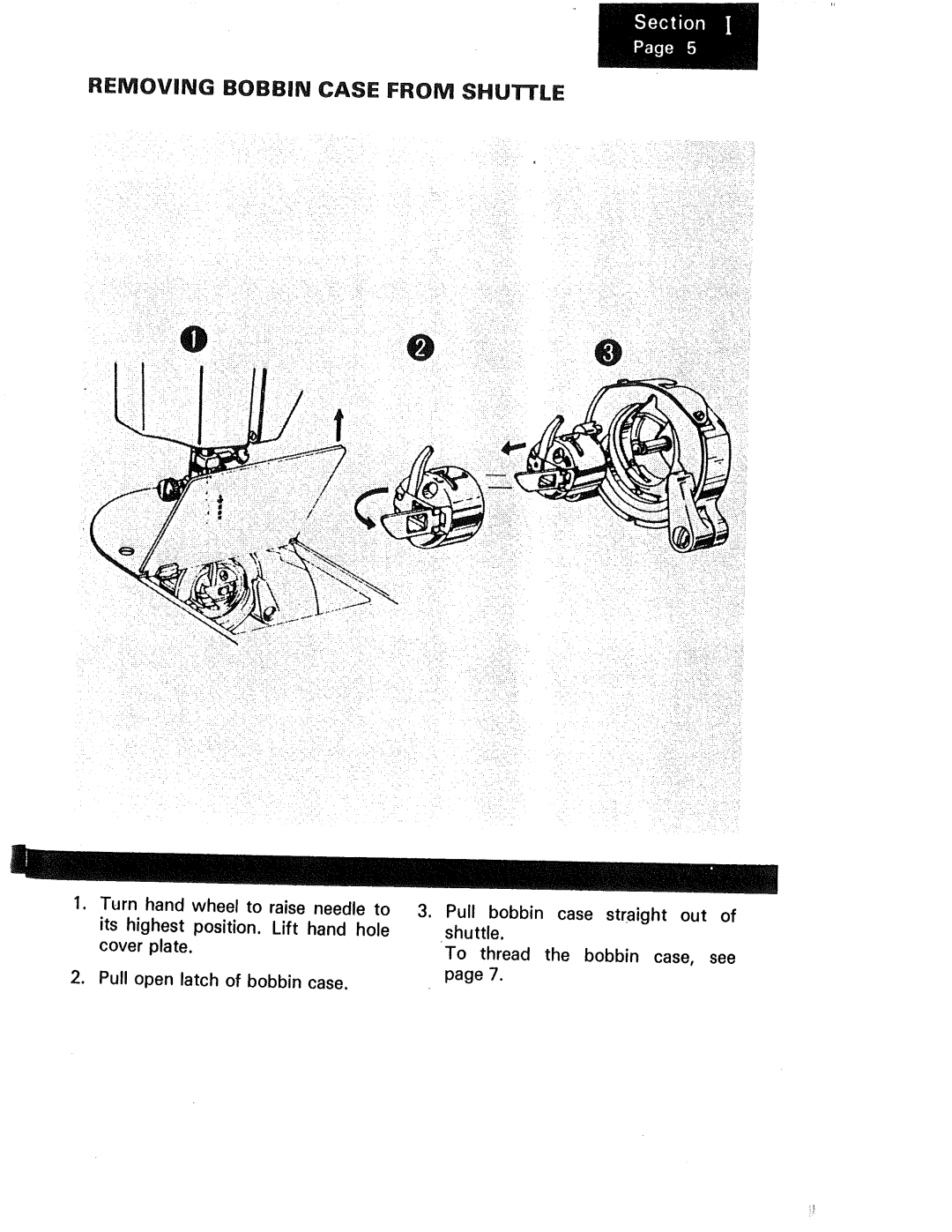 Kenmore 1230, 1240, 1250 manual Removing Bobbin Case from Shuttle 