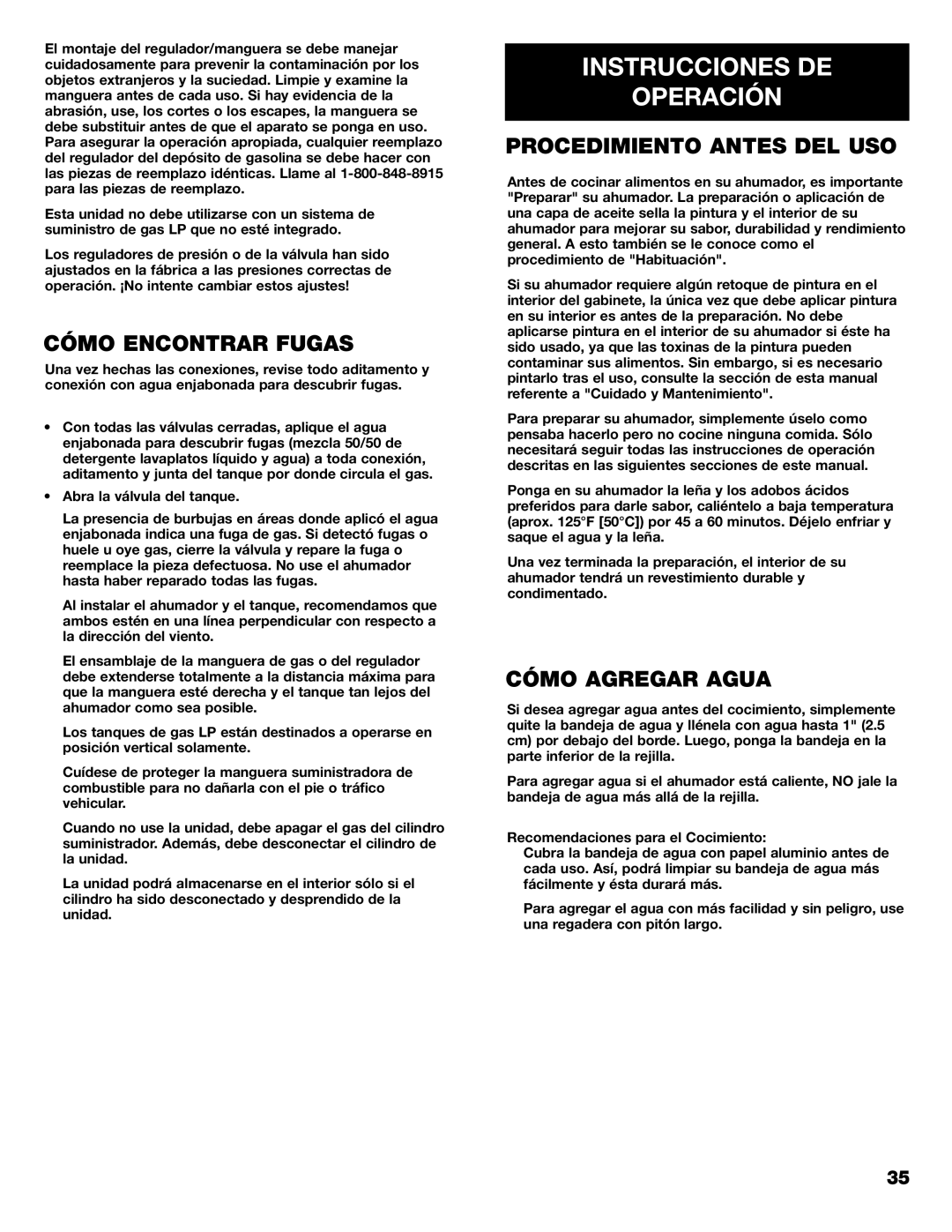 Kenmore 125.15884801 Instrucciones DE Operación, Cómo Encontrar Fugas, Procedimiento Antes DEL USO, Cómo Agregar Agua 