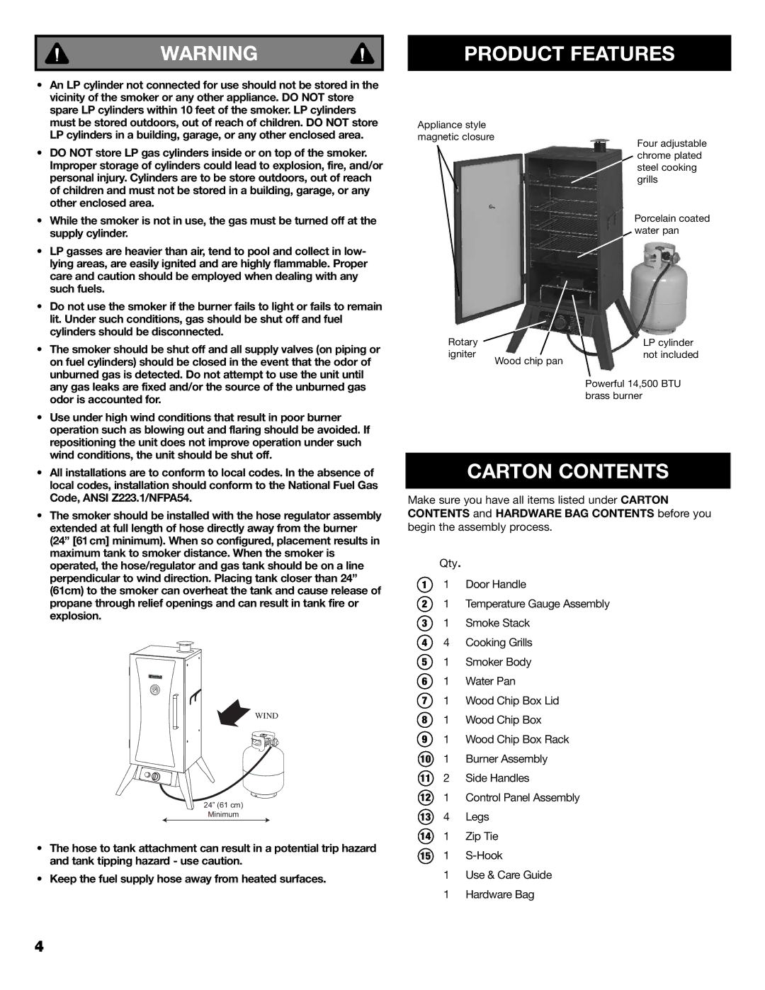 Kenmore 125.15884801 owner manual Product Features, Carton Contents 