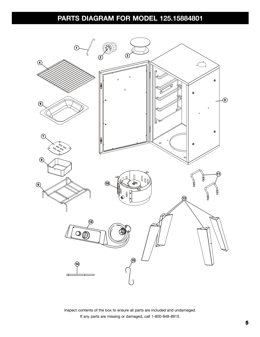 Kenmore 125.15884801 owner manual Parts Diagram for Model 