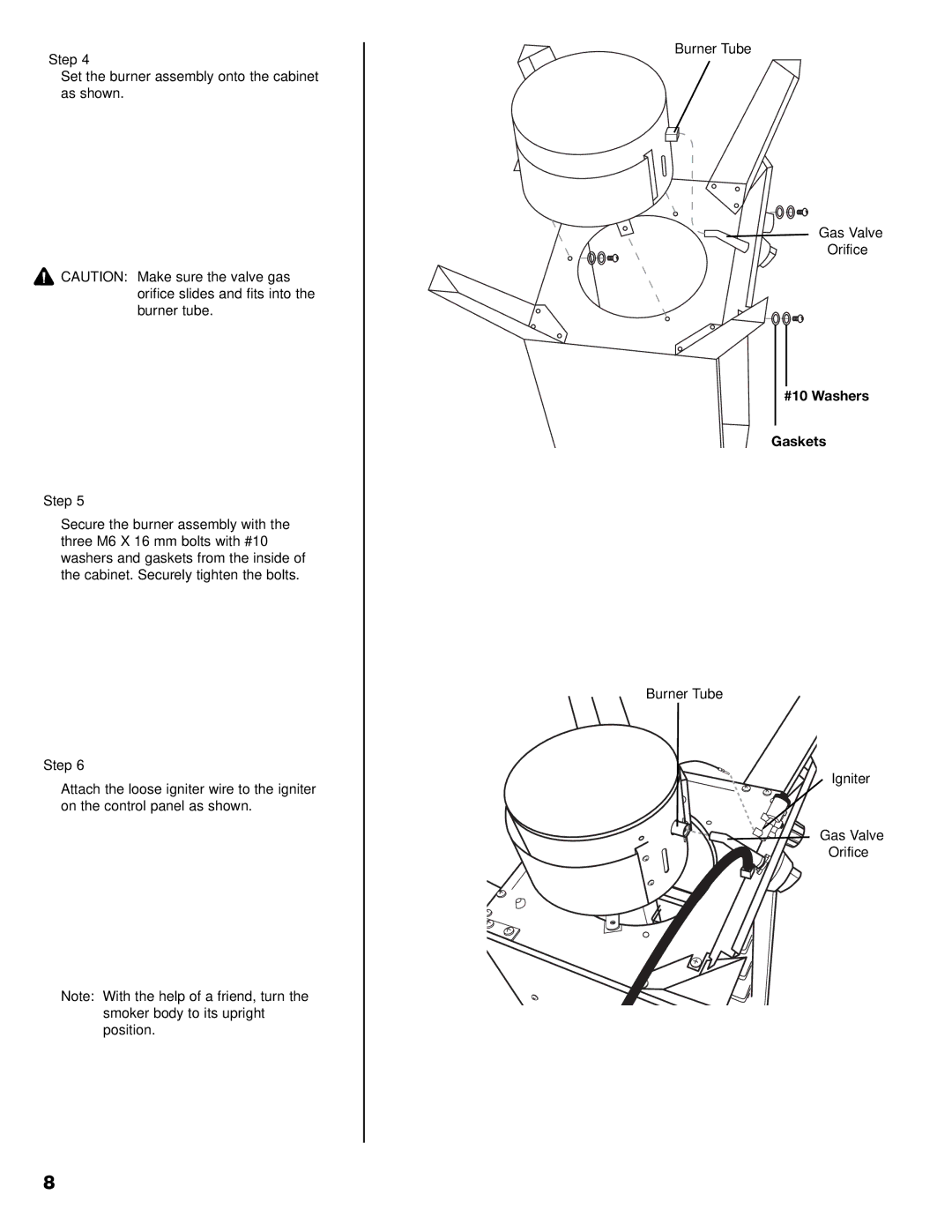 Kenmore 125.15884801 owner manual Set the burner assembly onto the cabinet as shown 