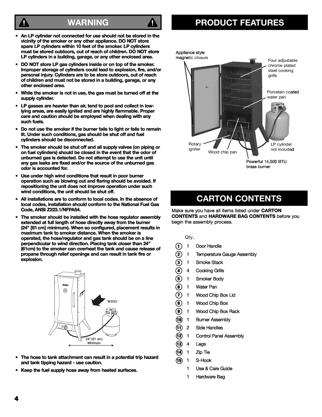 Kenmore 125.15884801 owner manual Product Features, Carton Contents 