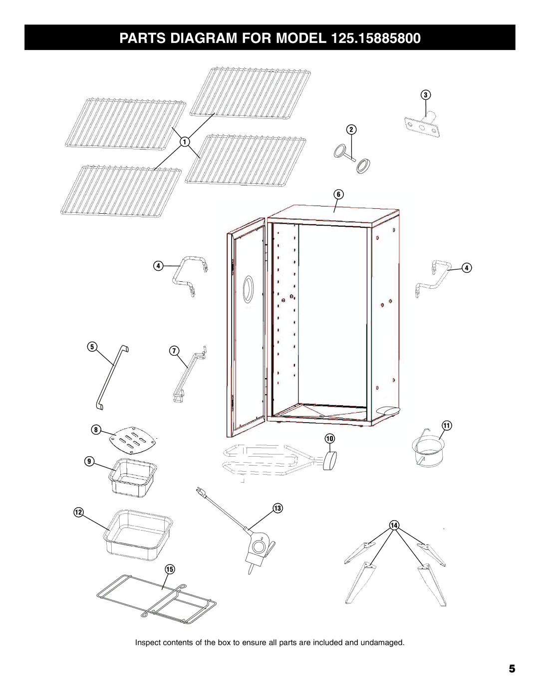 Kenmore 125.15885800 owner manual Parts Diagram for Model 