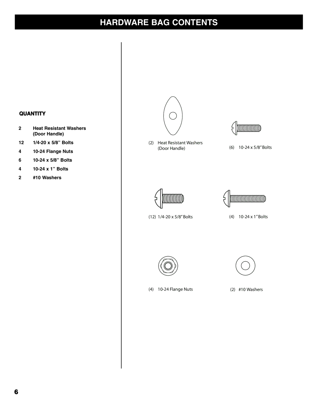 Kenmore 125.15885800 owner manual Hardware BAG Contents 