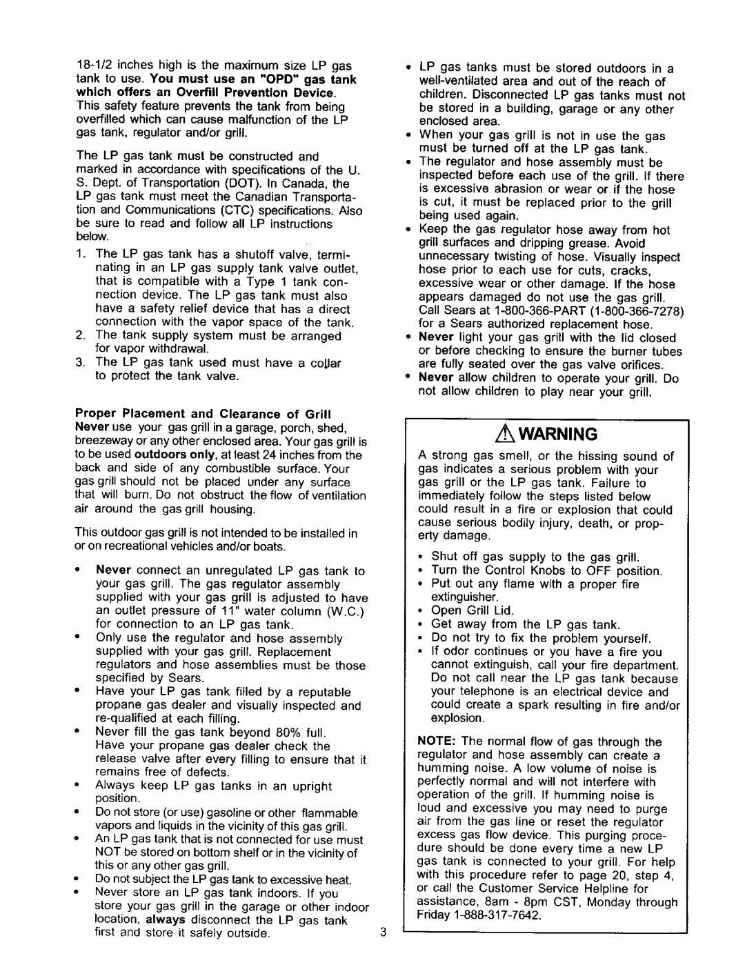 Kenmore 141 16690, 141 17690 owner manual Proper Placement and Clearance of Grill 