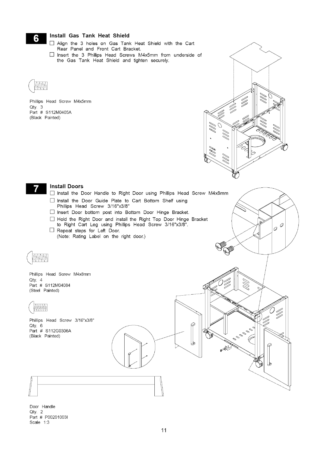 Kenmore 141.16315800 manual Install Doors, Install Gas Tank Heat Shield 