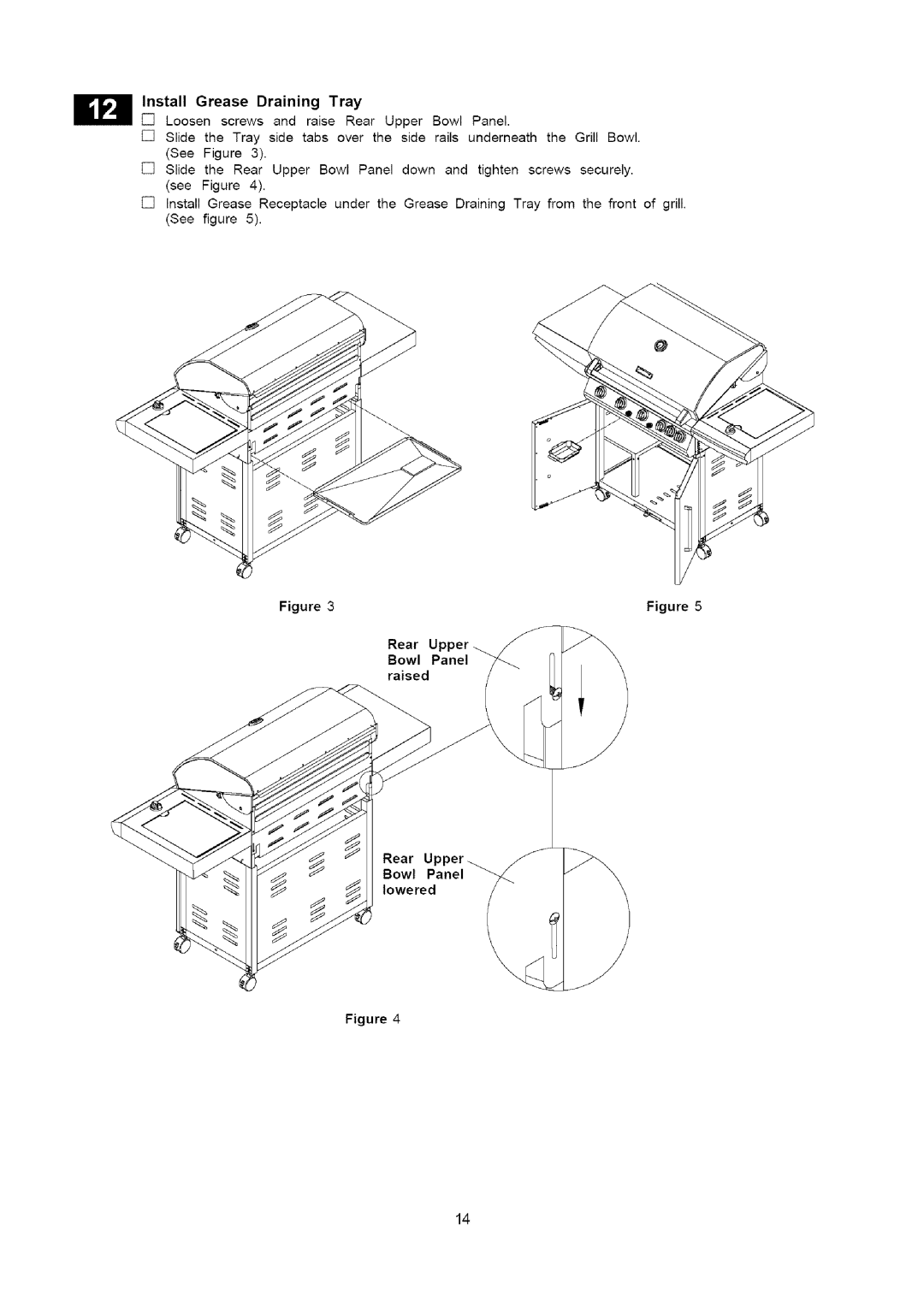 Kenmore 141.16315800 manual Install Grease Draining Tray, Rear Upper Bowl Panel, Raised 