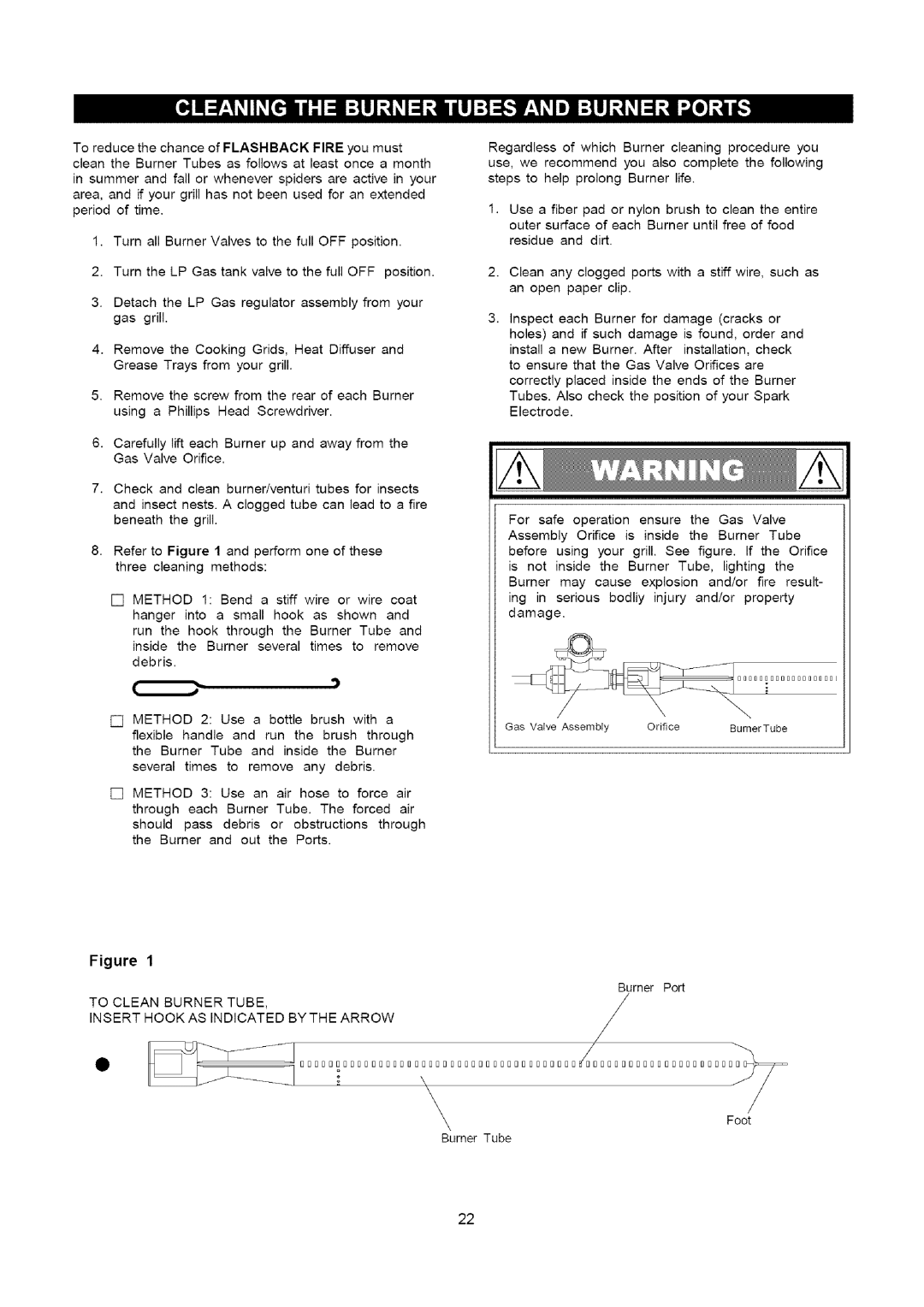 Kenmore 141.16315800 manual oot, To Clean Burner Tube Insert Hook AS Indicated by the Arrow 