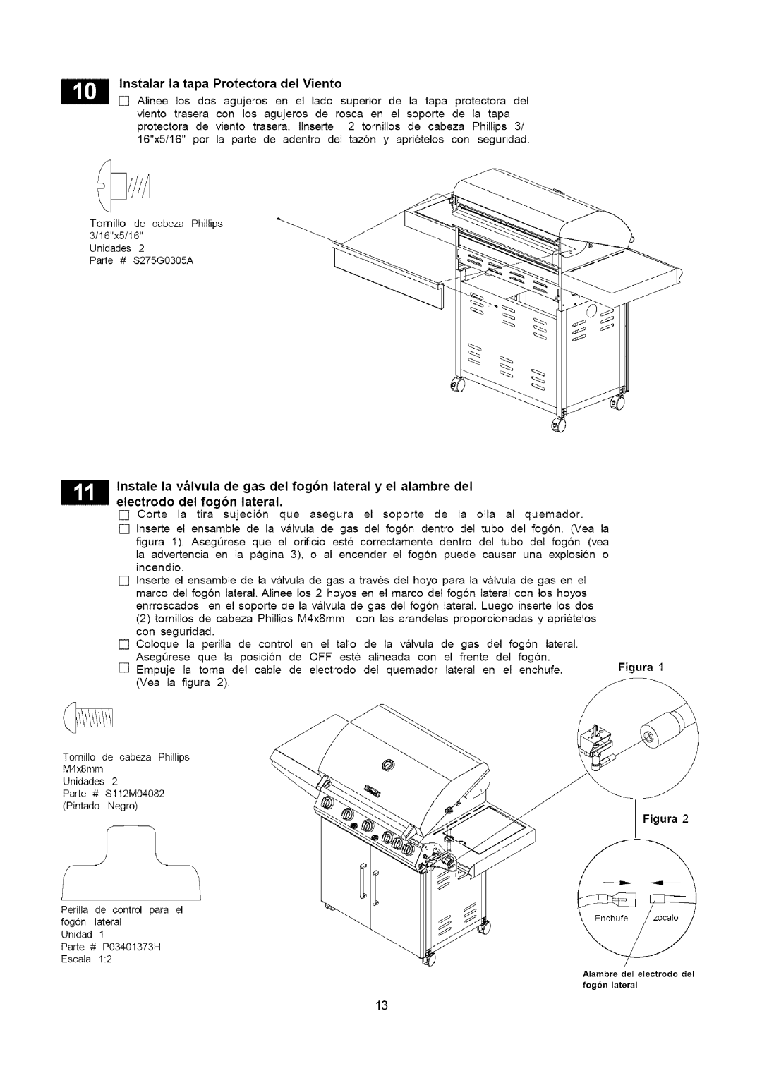 Kenmore 141.16315800 manual Figura, Instalar la tapa Protectora del Viento 