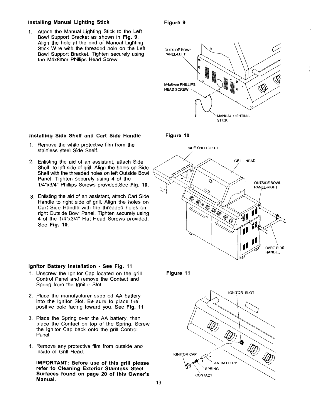 Kenmore 141.1668 owner manual Installing Manual Lighting Stick 