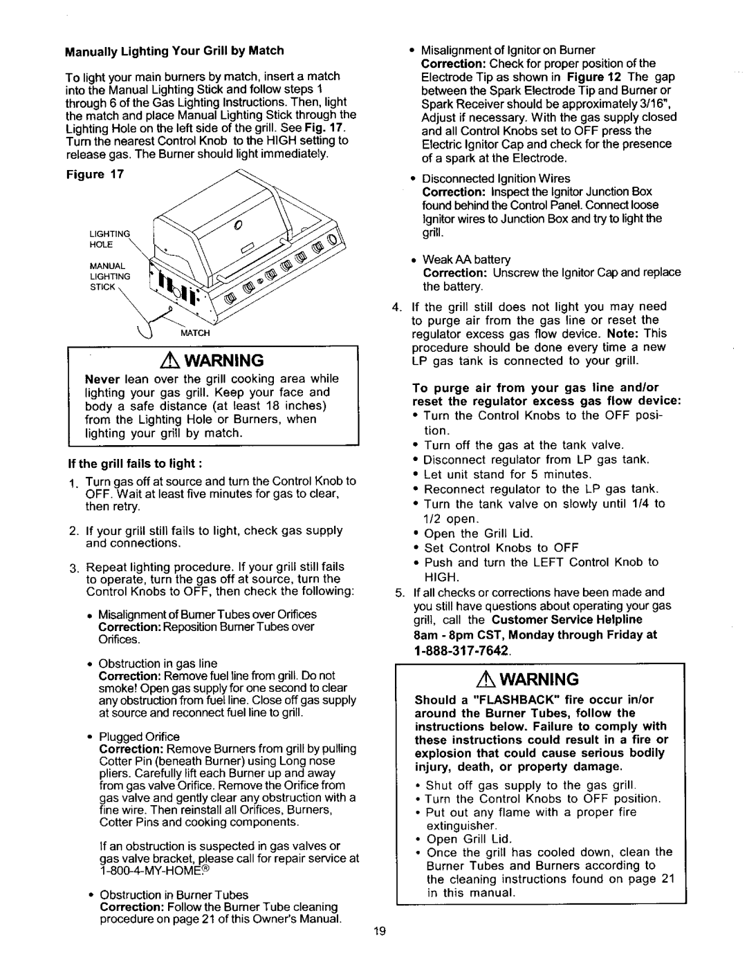 Kenmore 141.1668 owner manual Ak Warning, Manually Lighting Your Grill by Match 