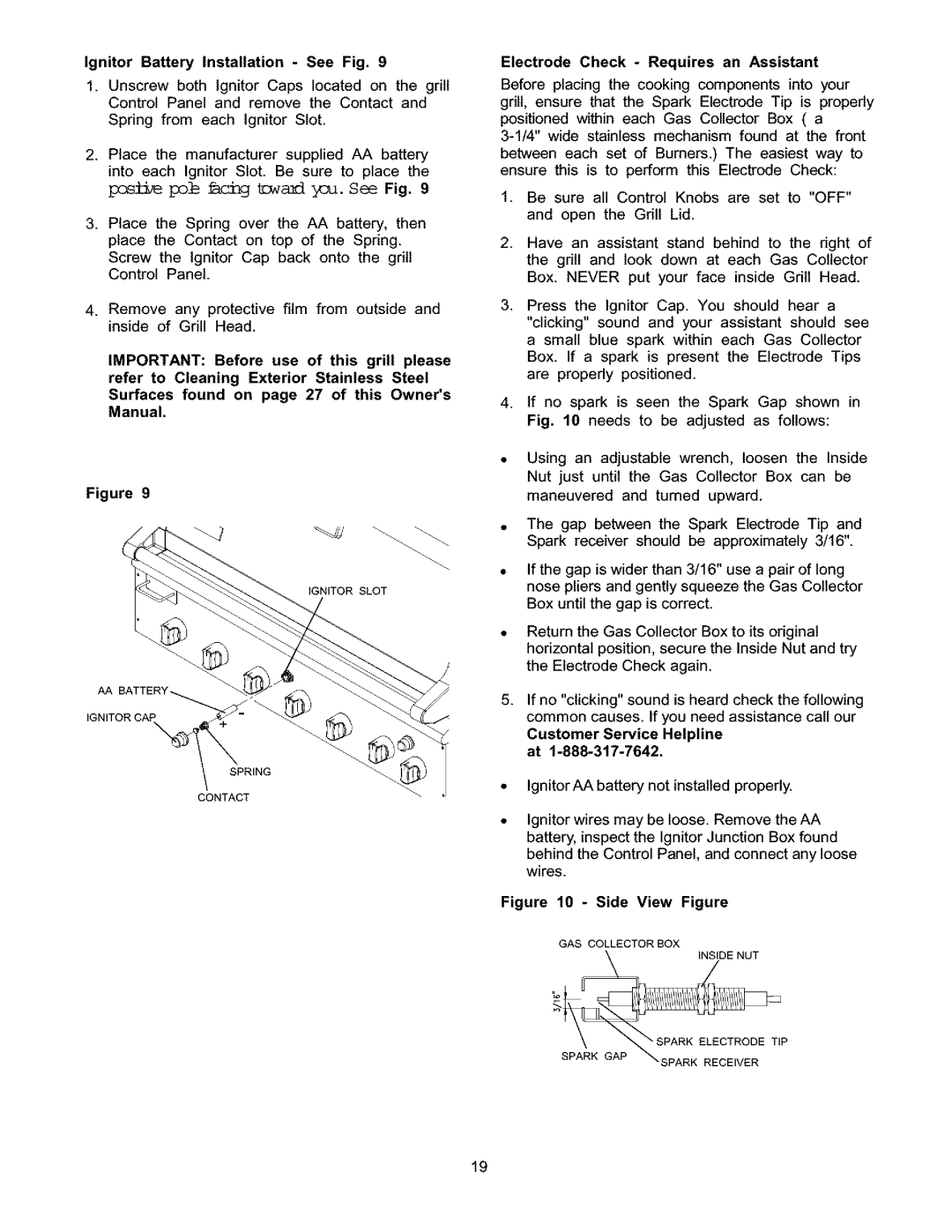 Kenmore 141.15337, 141.17337 owner manual Electrode Check Requires an Assistant, Customer Service Helpline at 