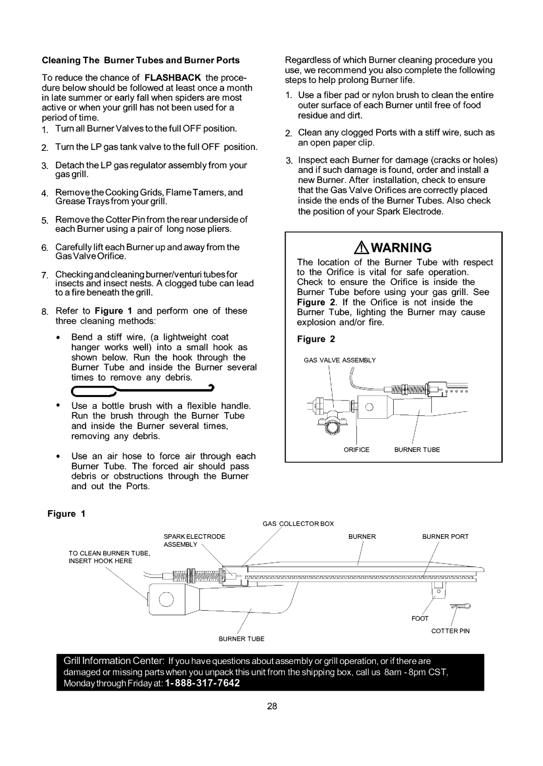 Kenmore 141.173373, 141.153373 owner manual Cleaning The Burner Tubes and Burner Ports 